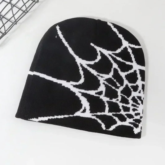 SPIDER WEB SKULLY Y2K BEANIE